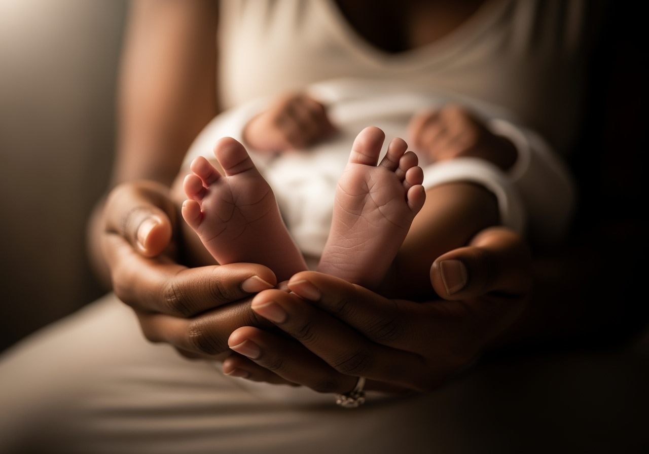 Lifetime Women's Health newborn baby feet in mother's hands - comprehensive pregnancy care for first-time mothers Suffolk VA
